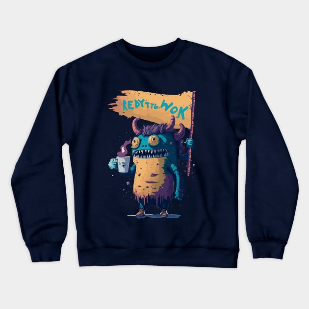 Monster is ready to work - Monday Monster Crewneck Sweatshirt by Poge